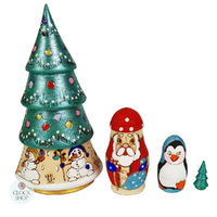 Woodburn Christmas Tree Russian Dolls- 14cm (Set Of 4) image