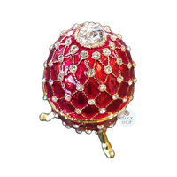 Red Egg Shaped Music Box With Silver Embellishments (Beethoven- Fur Elise) image