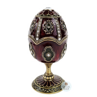 Brown Egg Shaped Music Box With Silver Embellishments (Tchaikovsky- Swan Lake) image