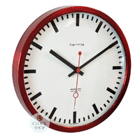 30cm Brushed Stainless Red Modern Wall Clock By HERMLE image