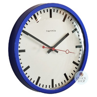 30cm Brushed Stainless Blue Modern Wall Clock By HERMLE image