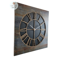 50cm Green Rustic Square Wall Clock By AMS image