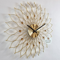 50cm Gold Flower Wall Clock With Jewels By AMS image