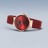 31mm Classic Collection Womens Watch With Red Dial & Milanese Strap & Rose Gold Case By BERING image