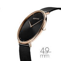 39mm Ultra Slim Collection Unisex Watch With Black Dial & Milanese Strap & Rose Gold Case By BERING image