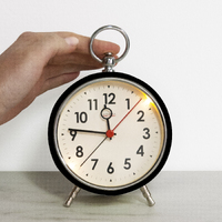 15cm Factory Collection Black Silent Analogue Alarm Clock By CLOUDNOLA image