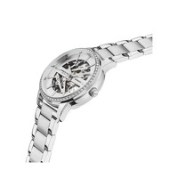 Silver Automatic Skeleton Watch with Pearl Dial and Bracelet Band By KENNETH COLE image