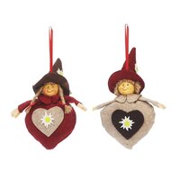 Bavarian Figurine On Heart Hanging Decoration- Assorted Designs image