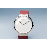 40mm Max Rene Collection Mens Watch With White Dial Red Silicone Strap & Silver Case By BERING image
