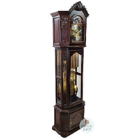 219cm Dark Oak Grandfather Clock With Westminster Chime & Moon Dial image