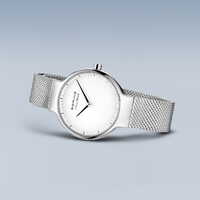 31mm Max Rene Collection Womens Watch With White Dial, Silver Milanese Strap & Silver Case By BERING image