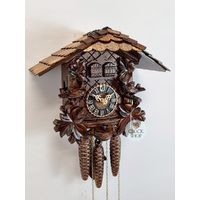 Birds & Leaves 1 Day Mechanical Carved Cuckoo Clock With Two Doors 23cm By HÖNES image