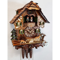Deer & Water Wheel 1 Day Mechanical Chalet Cuckoo Clock 49cm By SCHNEIDER image