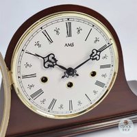 50cm Walnut Mechanical Tambour Mantel Clock With Westminster Chime By AMS image