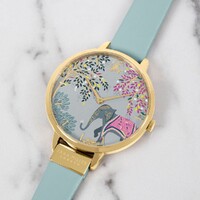 Gold Elephant Dial Leather Band By SARA MILLER image