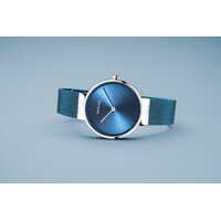 31mm Classic Collection Womens Watch With Ice Blue Dial, Milanese Strap & Silver Case By BERING image