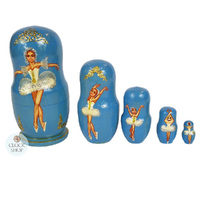 Ballerina Russian Dolls- Blue 11cm (Set Of 5) image