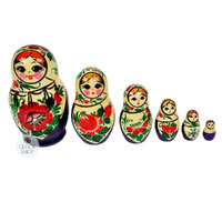 Kirov Russian Dolls- White Scarf & Purple Dress 12cm (Set Of 6) image
