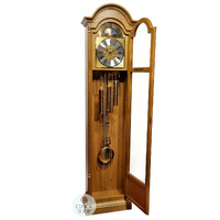 195cm Oak Grandfather Clock With Westminster Chime & Brass Accents By HERMLE image