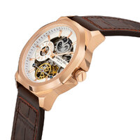 Rose Gold Skeleton Automatic Watch With Brown Leather Band  By KENNETH COLE image
