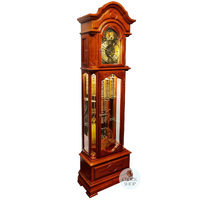 207cm American Cherry Grandfather Clock With Calendar Dial & Shelves By SCHNEIDER image