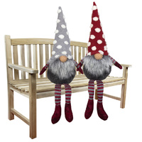 45cm Red & Grey Gnome Shelf Sitter With Spotty Hat- Assorted Designs image