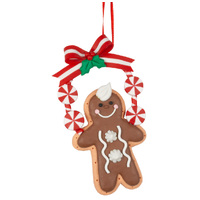 14cm Gingerbread Biscuit On Swing Hanging Decoration- Assorted Designs image