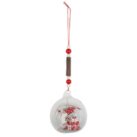 10cm Christmas Glass Bauble Hanging Decoration- Assorted Designs image