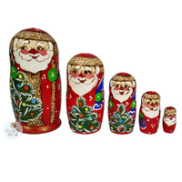Woodburn Santa Russian Dolls- 18cm (Set Of 5) image