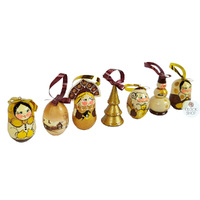 Russian Dolls Hanging Decoration- Brown & Gold 6cm (Set of 7) image