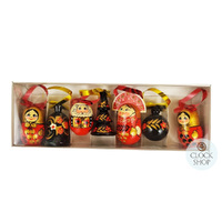 Russian Dolls Hanging Decoration- Red & Black 6cm (Set of 7) image