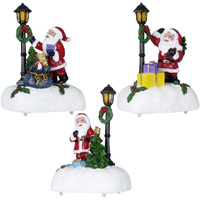 13cm Santa with LED Street Lamp- Assorted Designs image