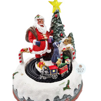 22cm Santa Music Box With LED & Moving Train (8 Christmas Tunes) image