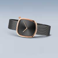 34mm Pebble Collection Womens Watch With Grey Dial & Milanese Strap & Rose Gold Case By BERING image