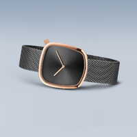 34mm Pebble Collection Womens Watch With Grey Dial, Grey Milanese Strap & Rose Gold Case By BERING image