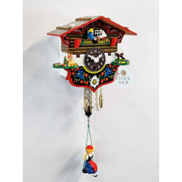 Swiss House Mechanical Chalet Clock With Seesaw & Swinging Girl Doll 13cm By TRENKLE image