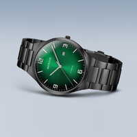 Titanium Collection Green Sunray Dial Black Titanium Link Strap By BERING image