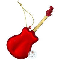 14cm Glass Red Guitar Hanging Decoration image