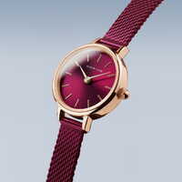 22mm Classic Collection Womens Watch With Purple Dial, Purple Milanese Strap & Rose Gold Case By BERING image