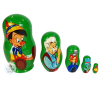 Pinocchio Russian Dolls- Green 11cm (Set Of 5) image