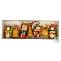 Russian Dolls Hanging Decoration- Red & Gold 6cm (Set of 7) image