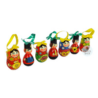 Russian Dolls Hanging Decoration- Yellow & Green 6cm (Set of 7) image