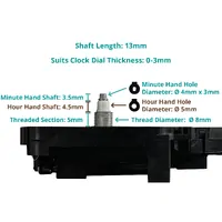Euroshaft Pendulum Step Clock Movement By TAKANE (13mm Shaft) image
