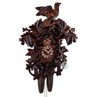 Birds & Leaves 8 Day Mechanical Carved Cuckoo Clock 42cm By SCHNEIDER image