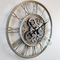 62cm Emington Silver Moving Gear Wall Clock By COUNTRYFIELD image
