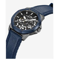 Grey Automatic Skeleton Watch with Blue Silicon Band By KENNETH COLE image