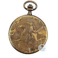 4.1cm Horse Gold Plated Pocket Watch By CLASSIQUE (Arabic) image