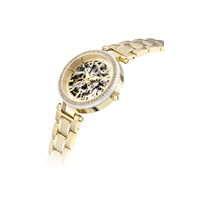 Gold Automatic Skeleton Watch Silver Bracelet Band By KENNETH COLE image