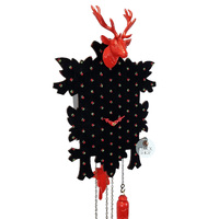 5 Leaf & Deer Battery Carved Cuckoo Clock Patterned 39cm By TRENKLE image