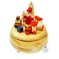 14cm Santa & Train Wooden Music Box (Santa Claus Is Coming To Town) image